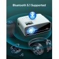 TMY Native 1080P Projector with 5G WiFi and Bluetooth 5.1, 4K Supported Mini Projector, Portable Projector Compatible with TV Stick/Phone/PC/DVD/HDMI/USB/TF, Outdoor Movie Projector