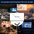 TMY Projector with 100 Inch Projector Screen, 1080P Full HD Supported Video Projector, Mini Movie Projector Compatible with TV Stick HDMI VGA USB TF AV, for Home Cinema & Outdoor Movie.