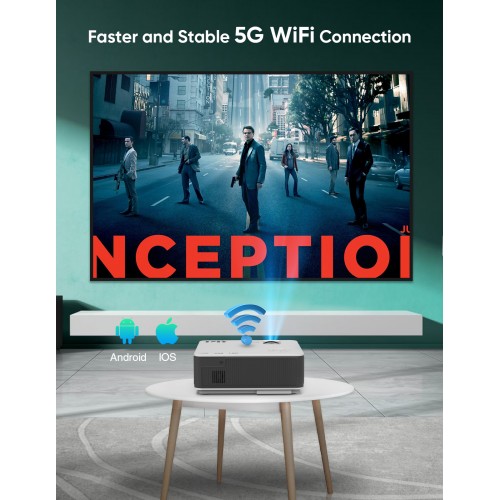 Mini Projector With WiFi Bluetooth, Portable Projector Full HD 1080P